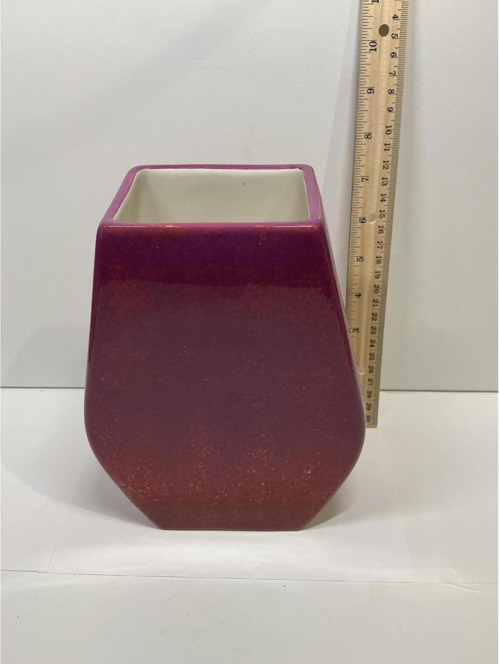 Modern Purple Speckled Ceramic Vase / Utensil Holder Geometric Glossy Decor